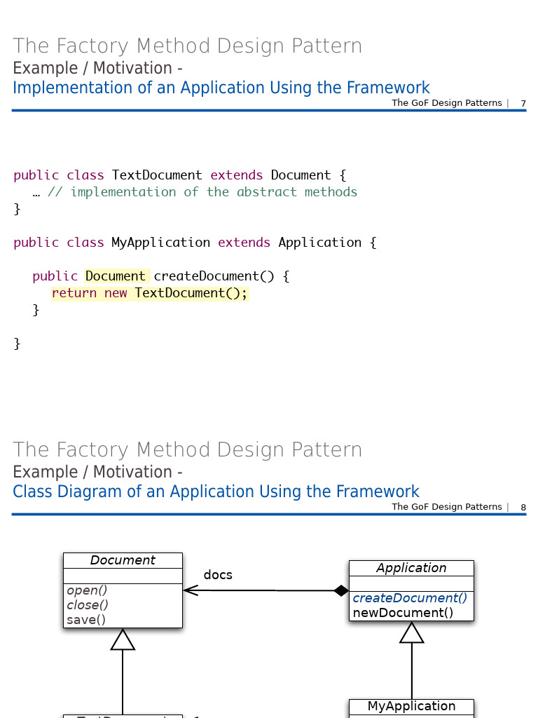 The Factory Method Design Pattern: Example / Motivation | PDF ...