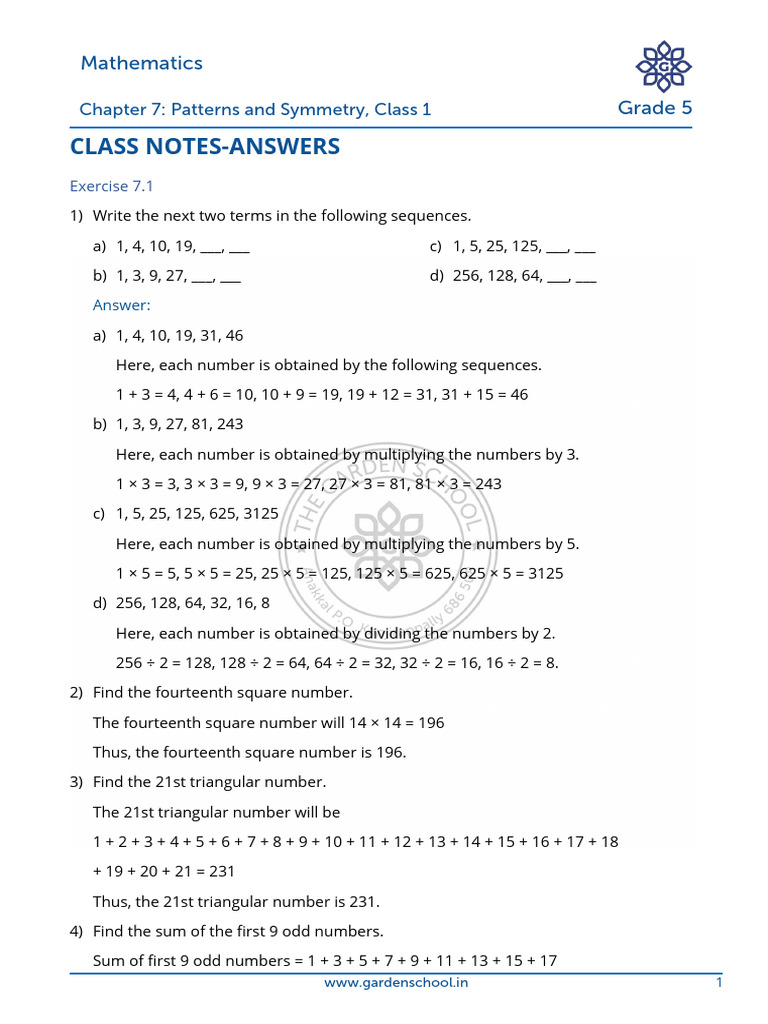 AK CN Grade+5 Mathematics Chapter+7 | PDF | Symmetry | Mathematical ...