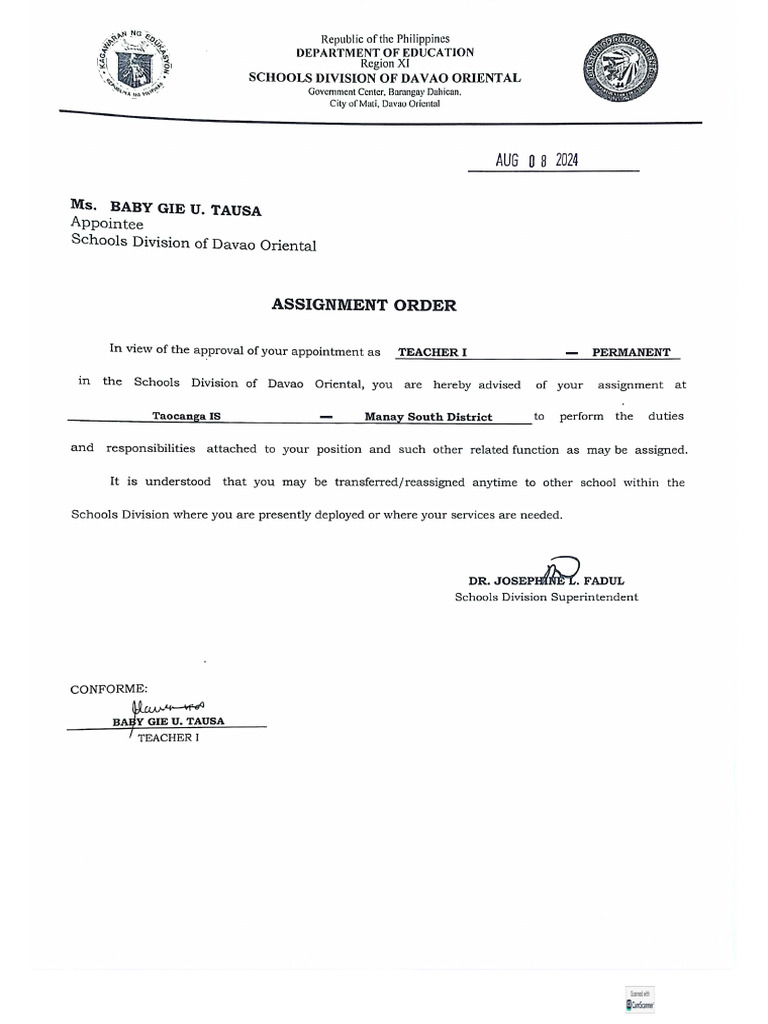 Assignment Order | PDF