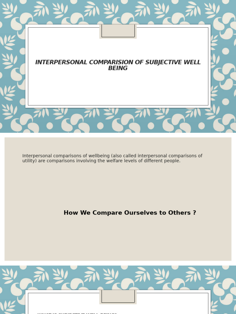 Interpersonal Comparisons and Well-Being | PDF | Well Being | Happiness
