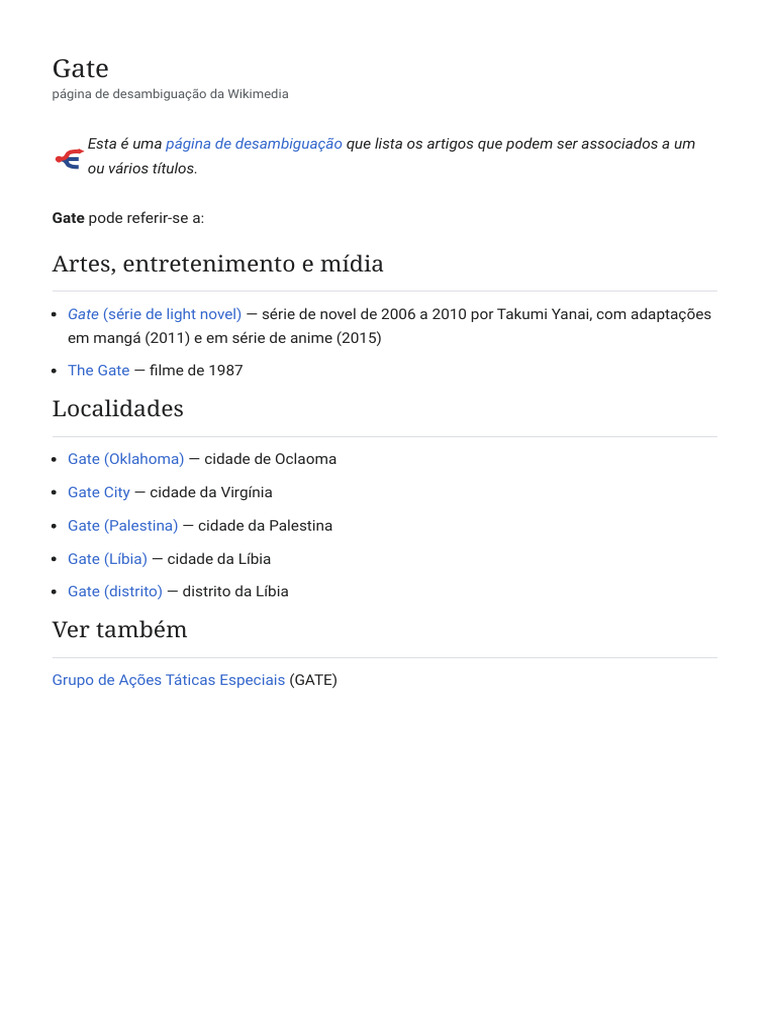 Gate - Wikipédia, A Enciclopédia Livre | PDF