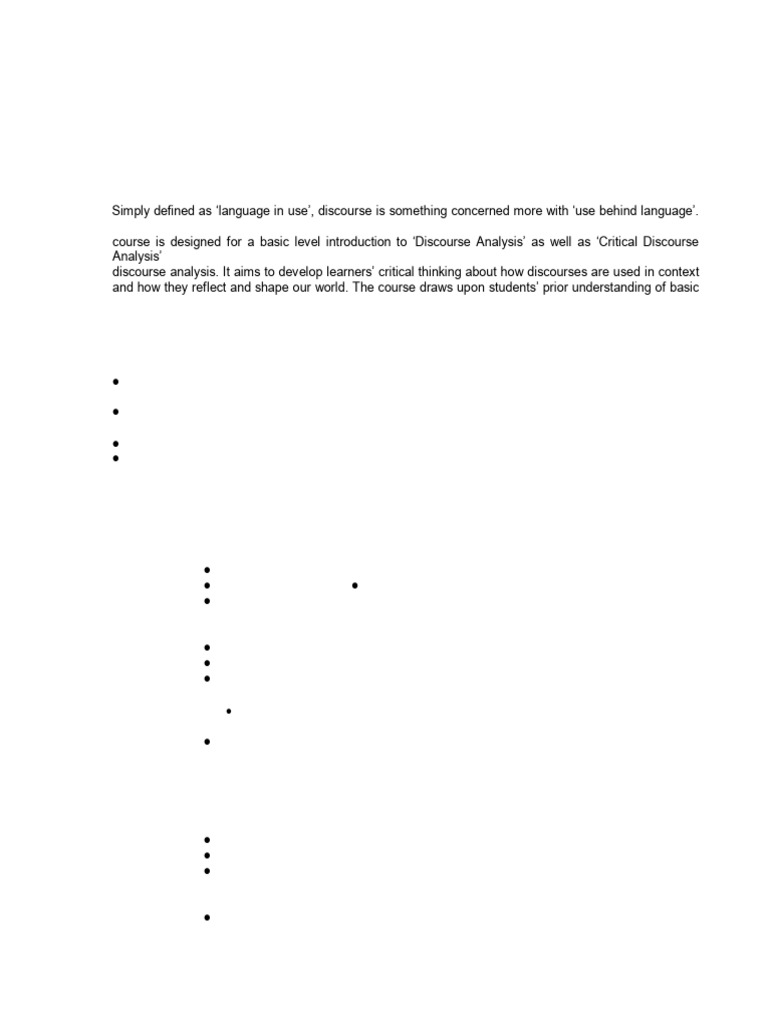 Introduction to Discourse Analysis Course | PDF | Discourse | Linguistics