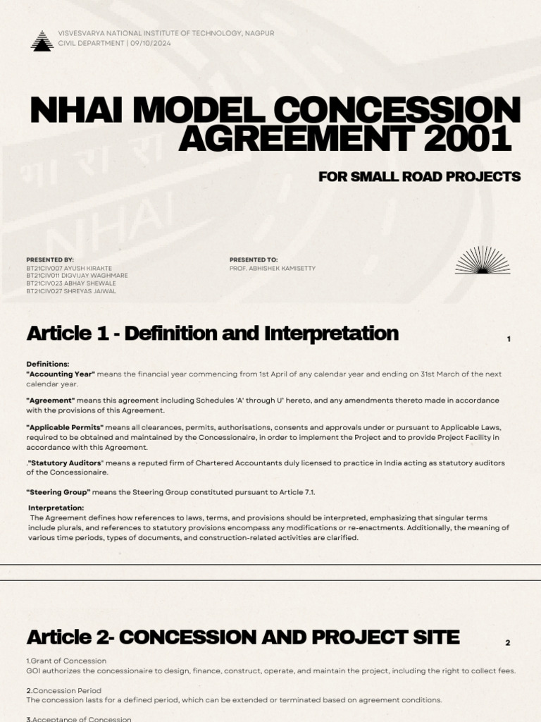 Small Road Project Concession Guide | PDF | Arbitration | Insurance