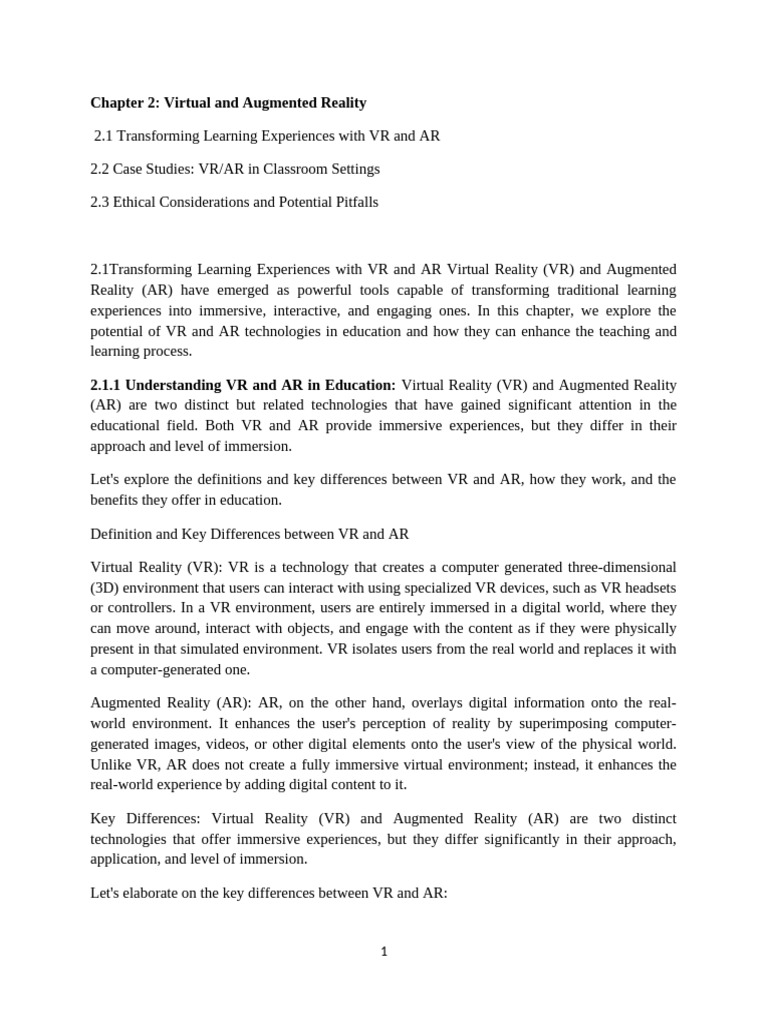 Virtual Reality And Augmented Reality 1 Pdf Augmented Reality