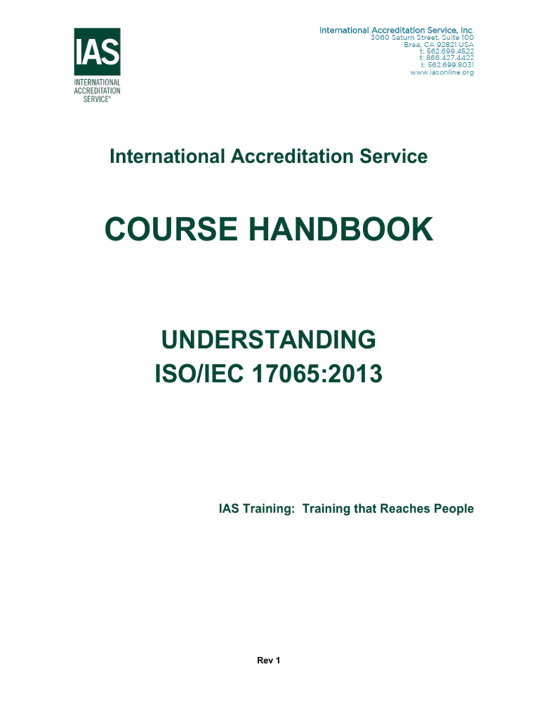 Understanding 17065 Course Handbook | PDF | Professional Certification ...