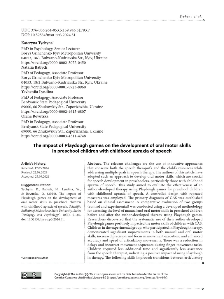 The Impact of Playdough Games On The Development o | PDF | Pedagogy ...