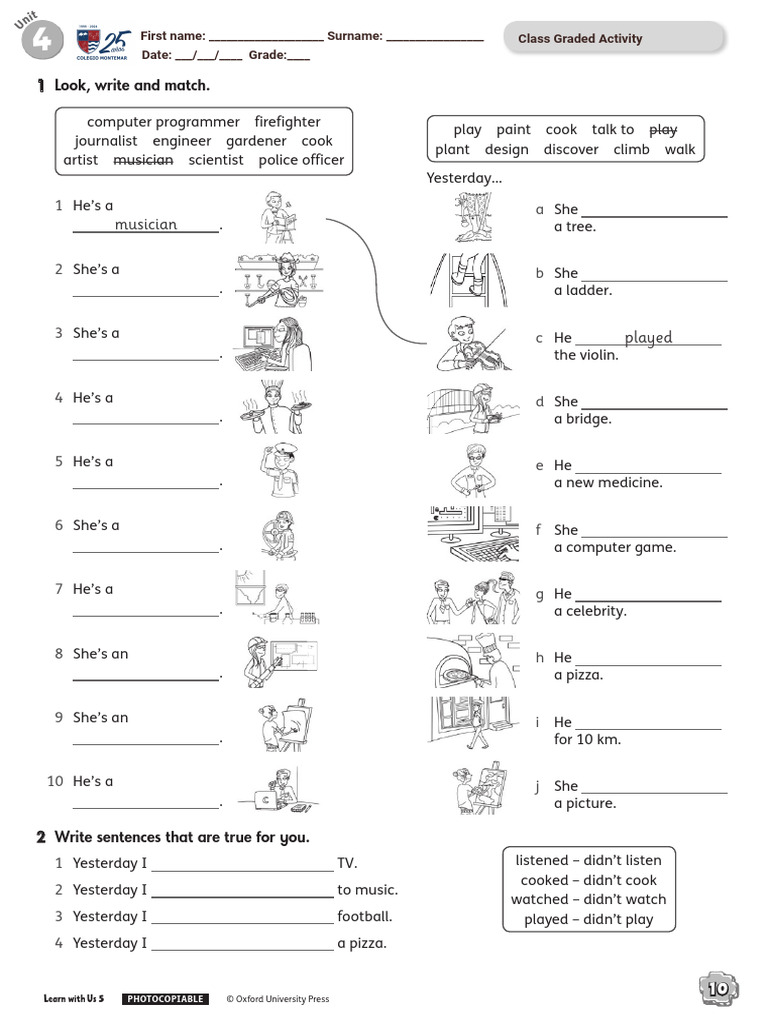 Job Roles and Daily Activities Worksheet | PDF