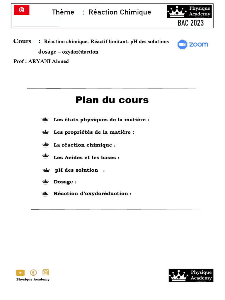 Réactions chimiques et pH des solutions | PDF | Réactions chimiques ...