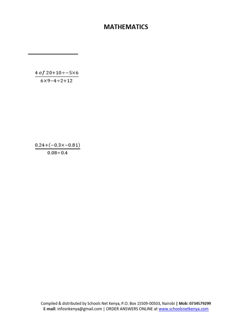 Form 1 Term 3 Mathematics Exam | PDF | Area | Circle