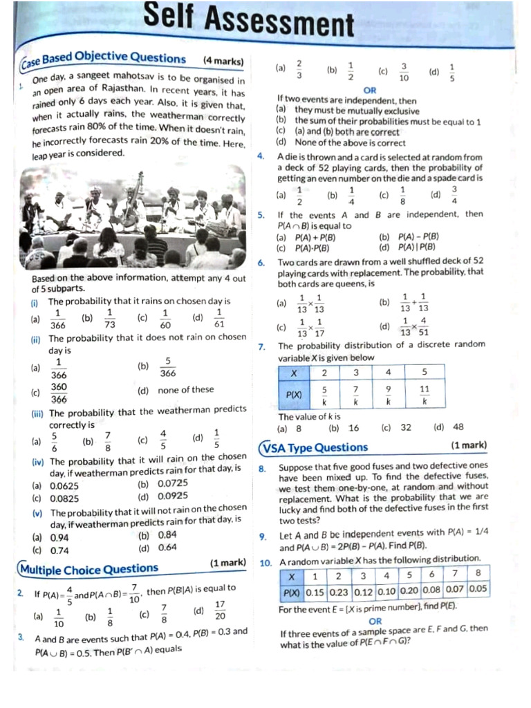 Probability Self Assessment | PDF
