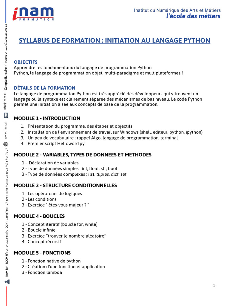 Initiation au langage Python | PDF | Python (Langage de programmation ...
