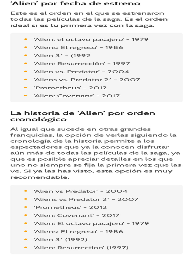 Cronolog a alien en qu orden y d nde ver todas las pel culas de la