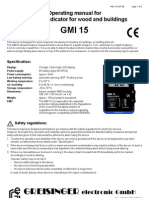 Greisinger: Operating Manual For Moisture Indicator For Wood and Buildings