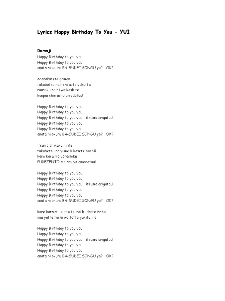Lyrics Happy Birthday To You Birthdays Observances