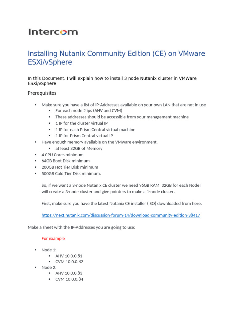 Nutanix CE Installation on VMware ESXi | PDF | Computer Network ...
