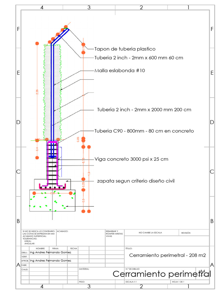 Cerramiento Perimetral de 208 m2 | PDF