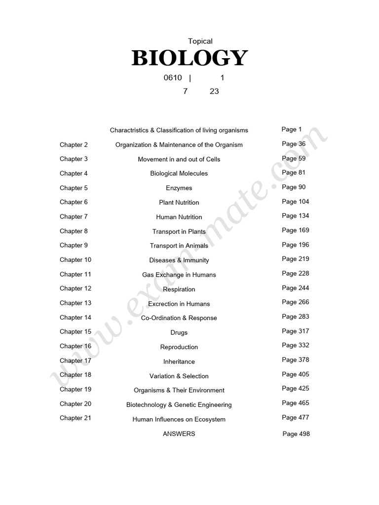 IGCSE Biology Past Papers 2017-2023 | PDF | Biology | Nutrition