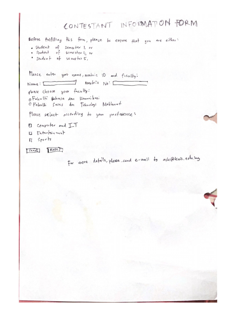 Contestant Informaton Form | PDF