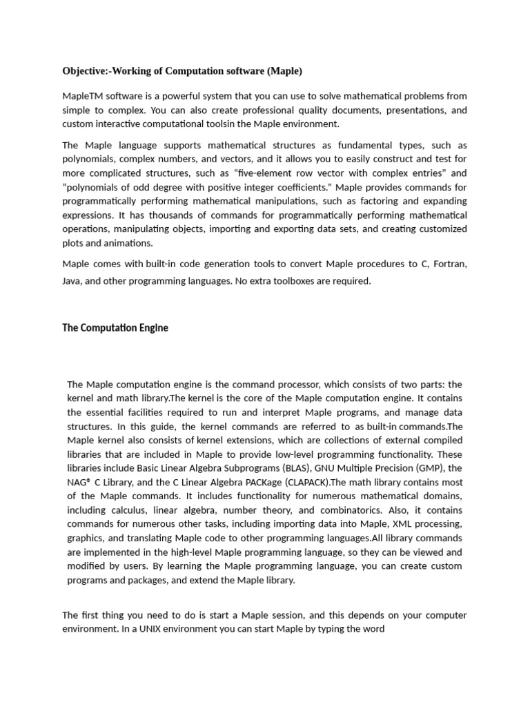 Introduction to Maple Computation Software | PDF | Vertex (Graph Theory ...