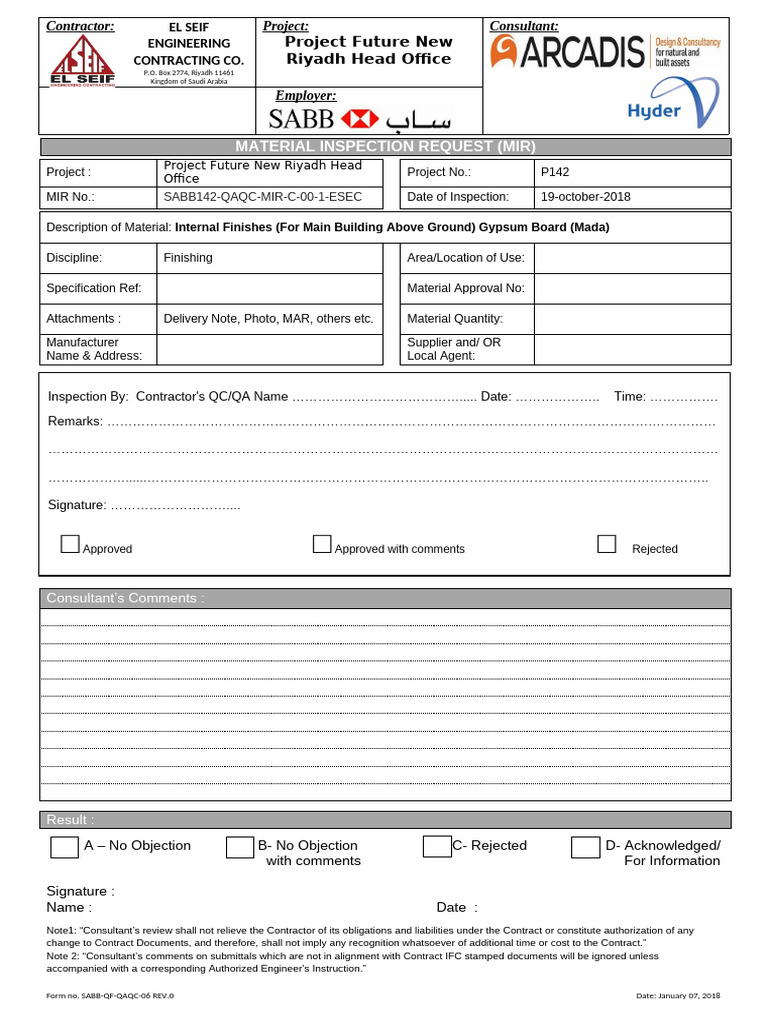 Material Inspection Request Format | PDF | Private Law | Civil Law ...