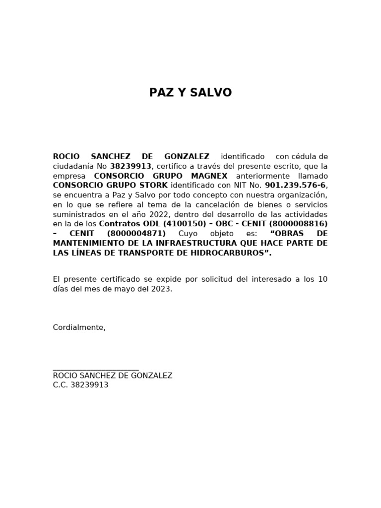 Certificado de Paz y Salvo 2023 | PDF | Tecnología