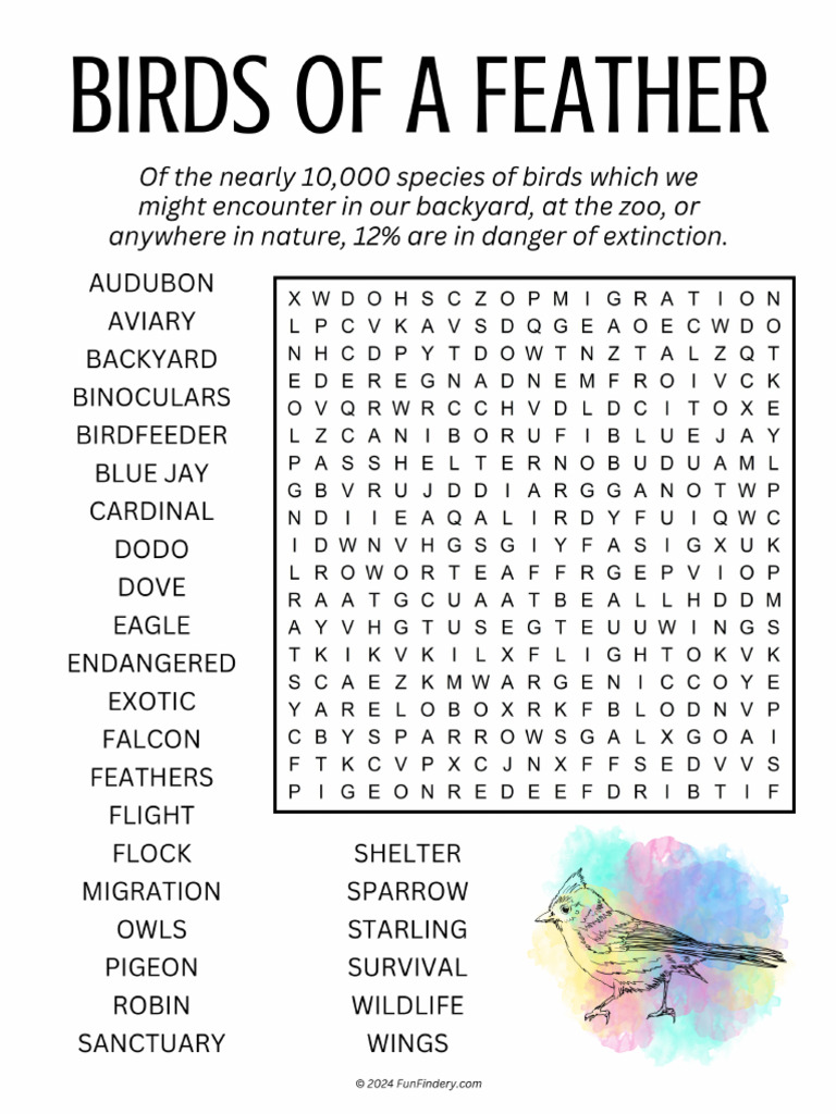 Word Search Bird Pdf