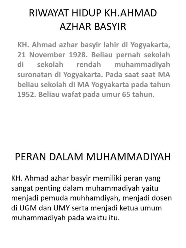Riwayat Hidup KH - Ahmad Azhar Basyir | PDF | Agama & Spiritualitas