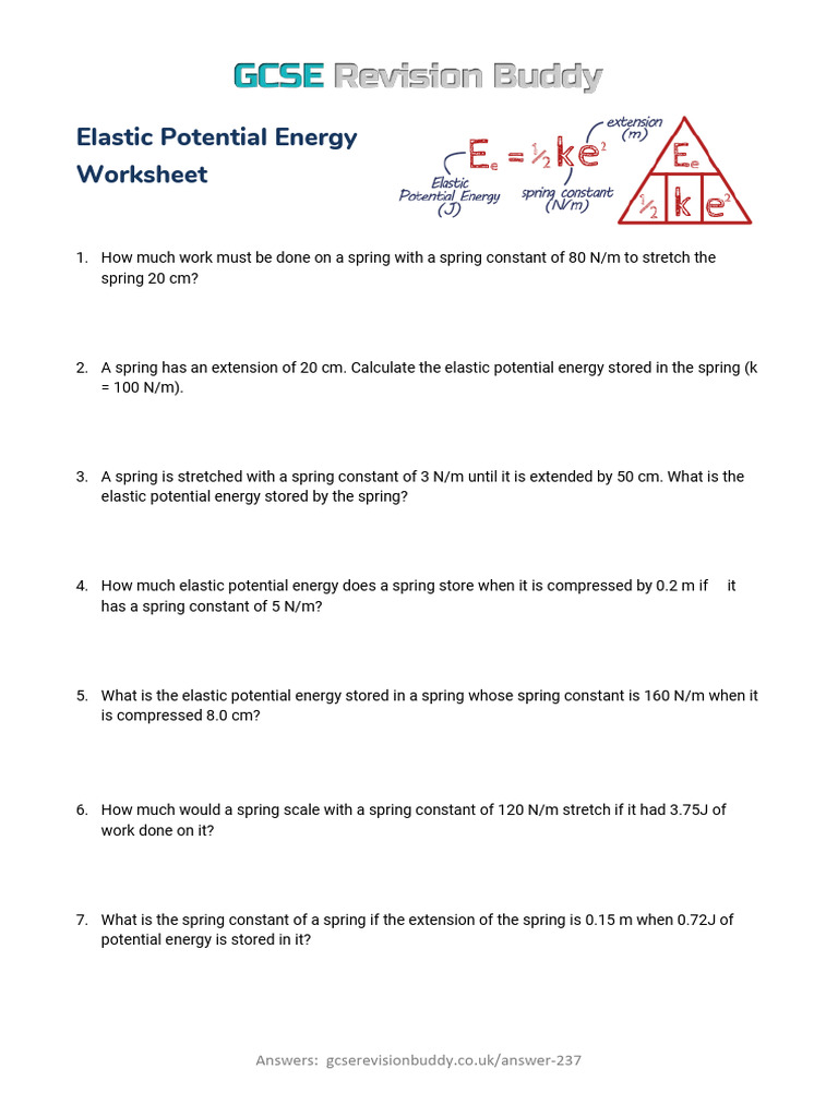 G11am 2 Physics Elastic Potential Energy Worksheet Pdf