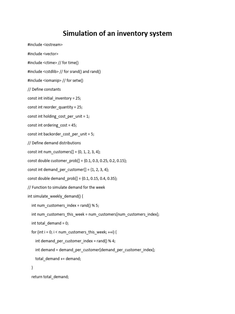 Inventory System Simulation Code | PDF | Computing | Object Oriented ...