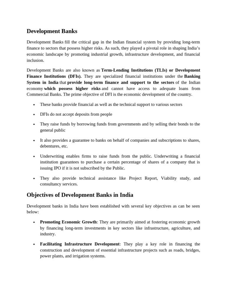 Development Banks UNIT-3 | PDF | Non Bank Financial Institution | Banks