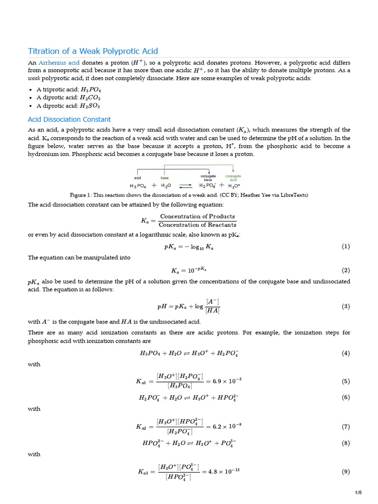 Titration of A Weak Polyprotic Acid | PDF | Acid | Acid Dissociation ...