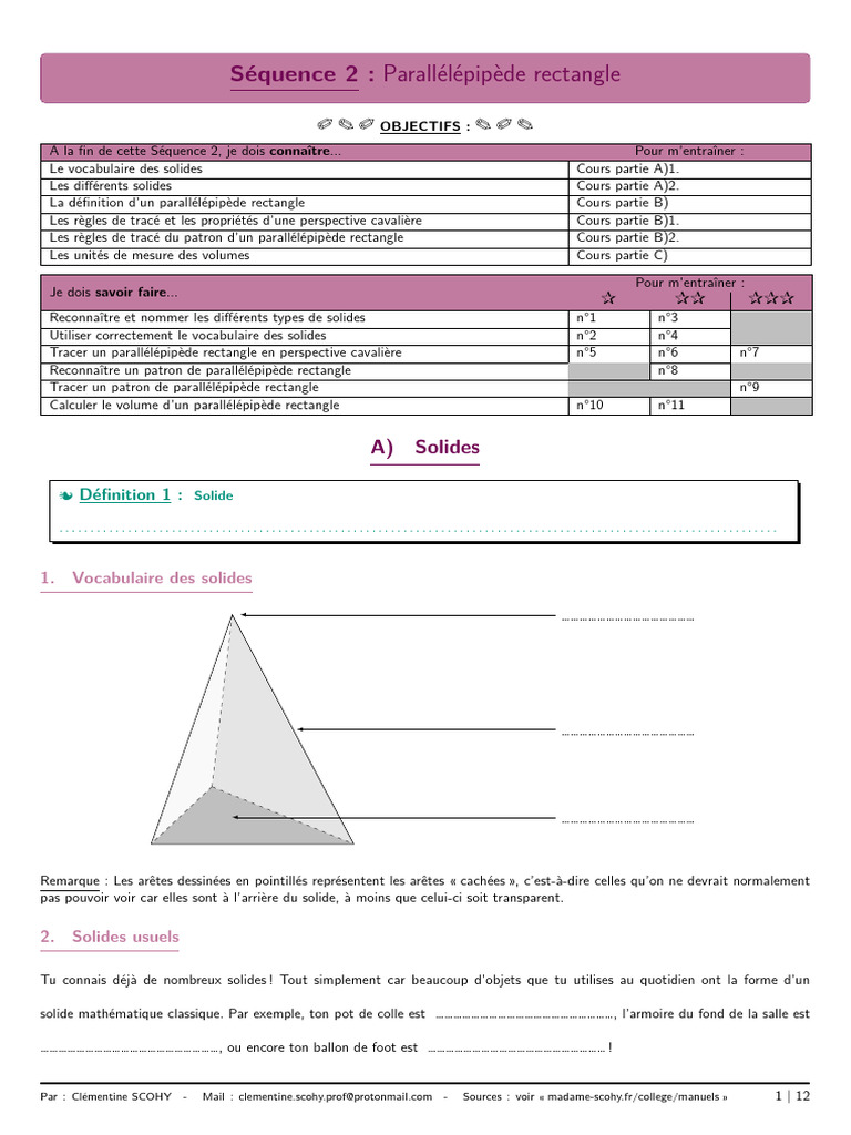 Parallélépipède rectangle et perspective | PDF | Le volume ...