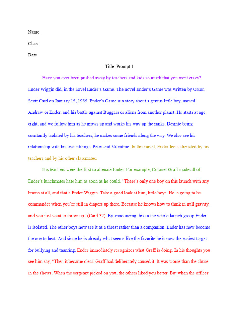 Ender's Isolation in Ender's Game | PDF