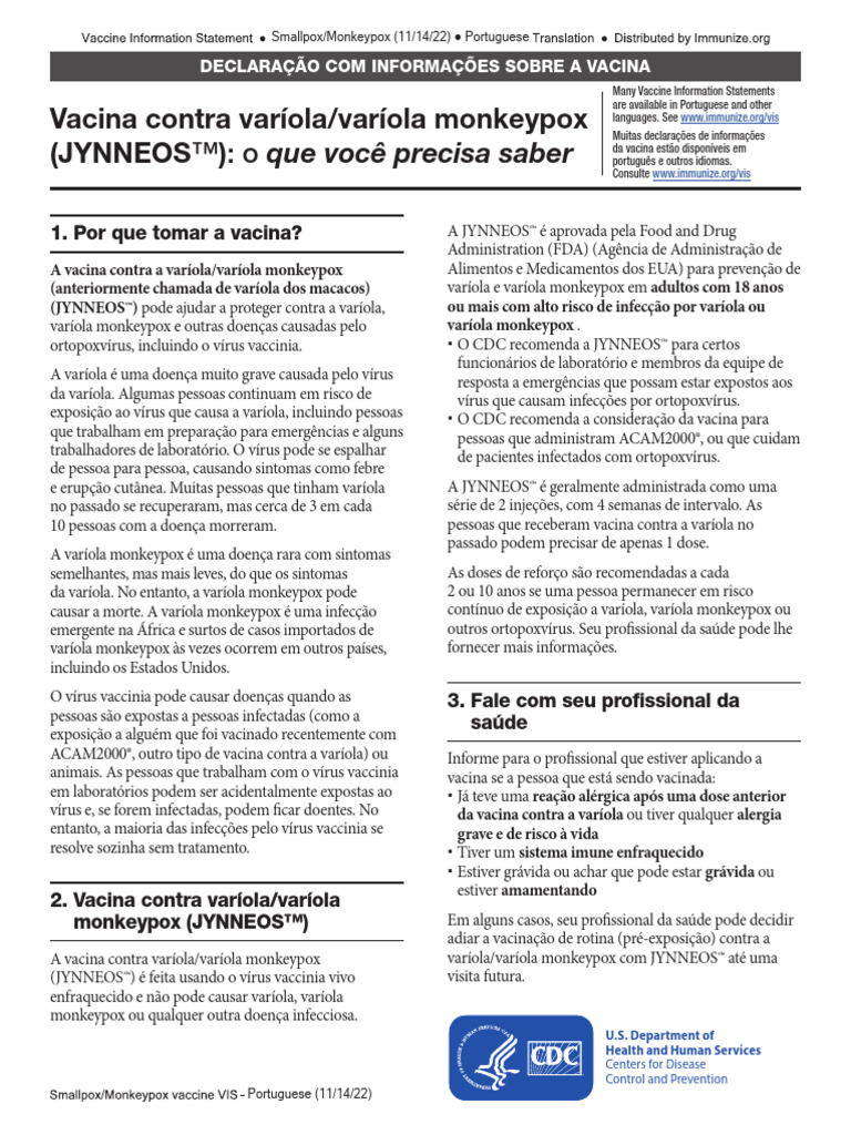 Portuguese Smallpox Monkeypox | PDF | Varíola | Vacinas