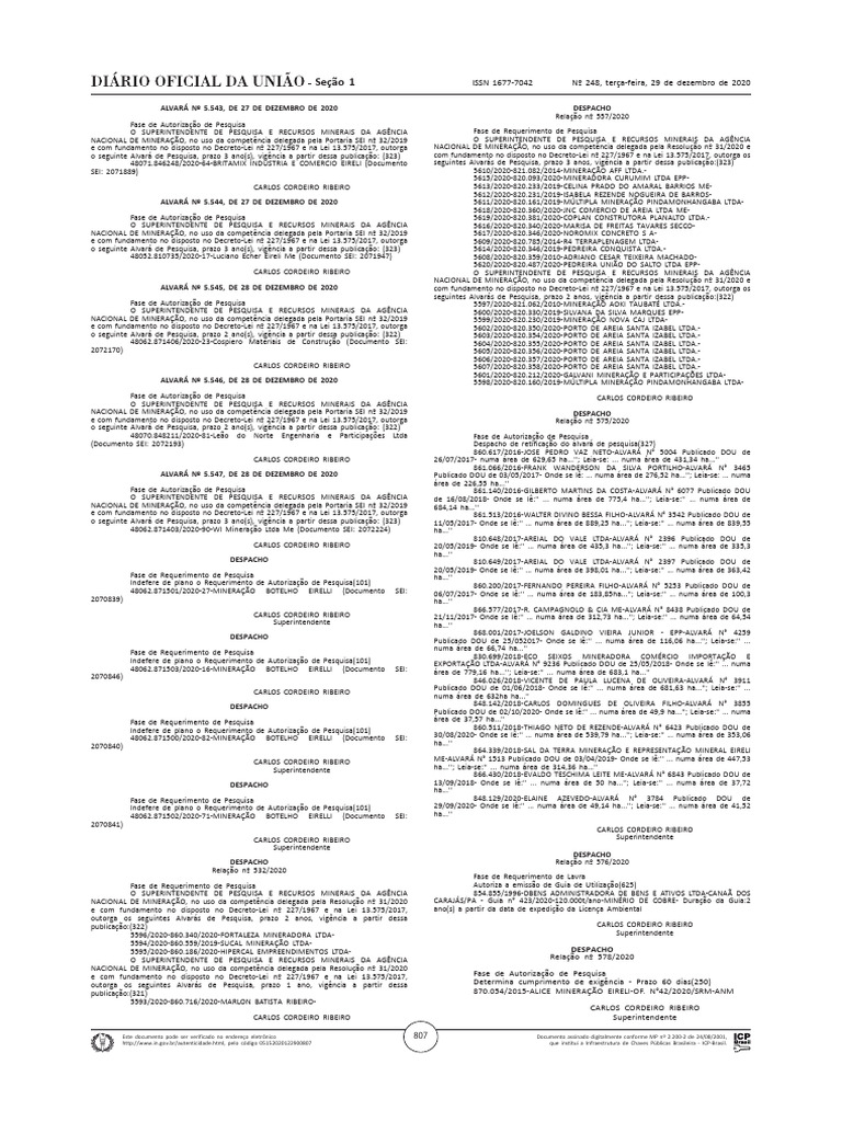 DOU | PDF | Carta | Documentos jurídicos
