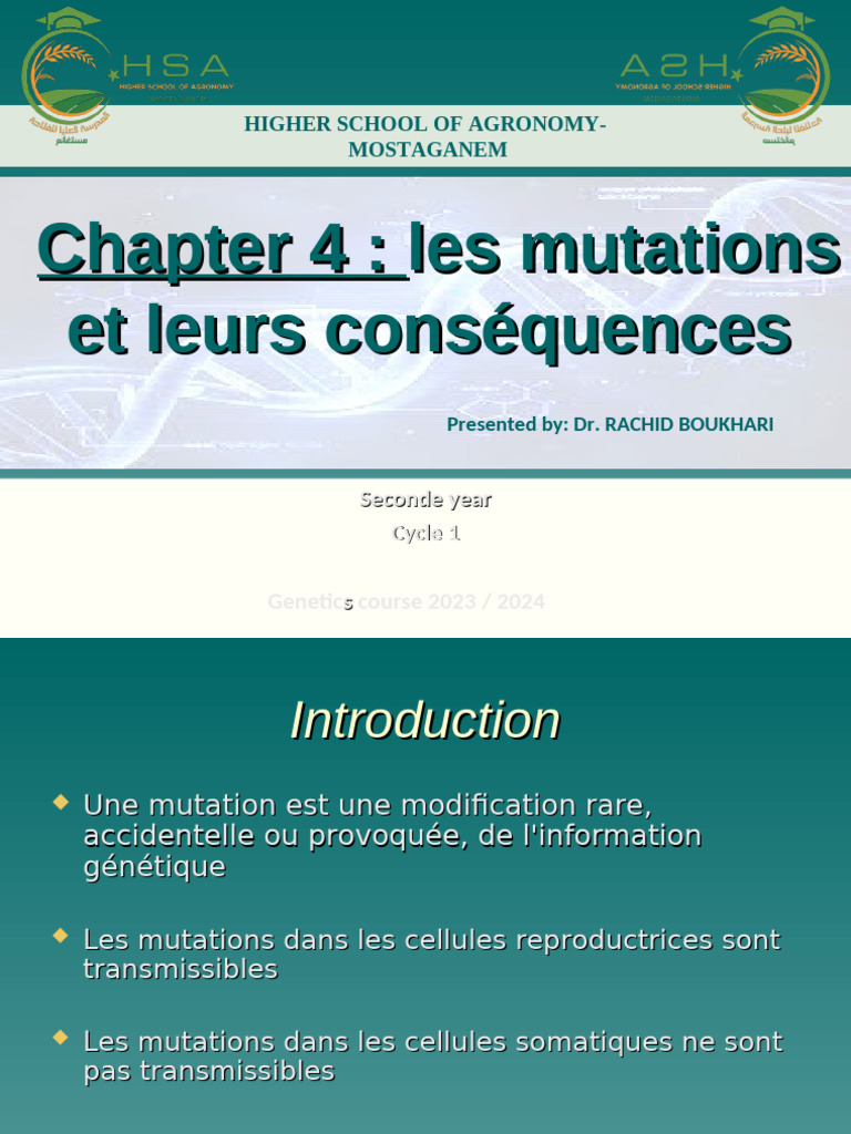 Chapitre 4 Mutations | PDF | Ploïdie | Biologie moléculaire