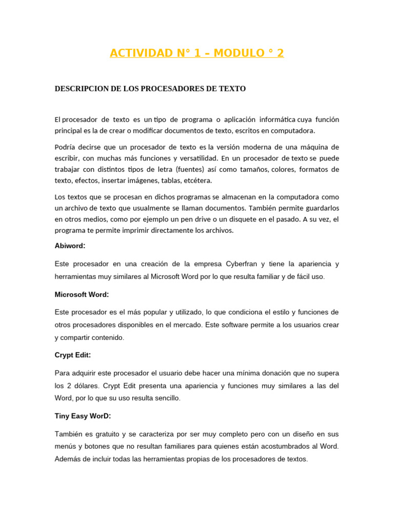 actividad n°1 nilber | PDF | Procesador de textos | Microsoft Word