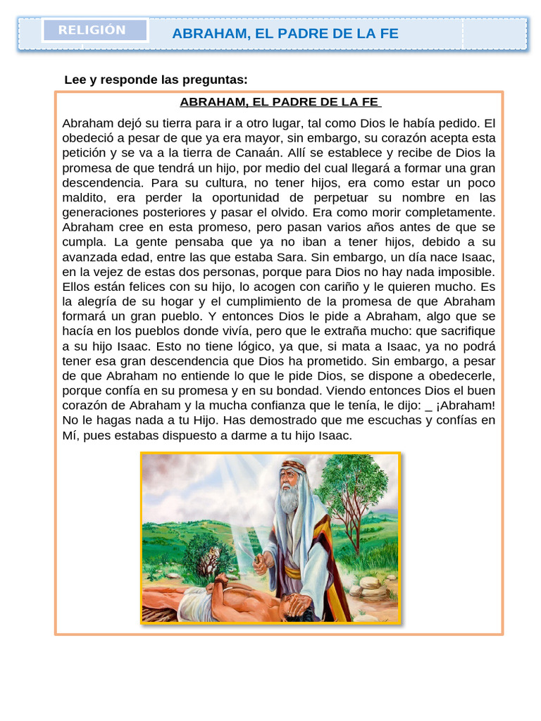 d2 A2 Ficha Rel. Abraham, El Padre de La Fe | PDF | Abrahán