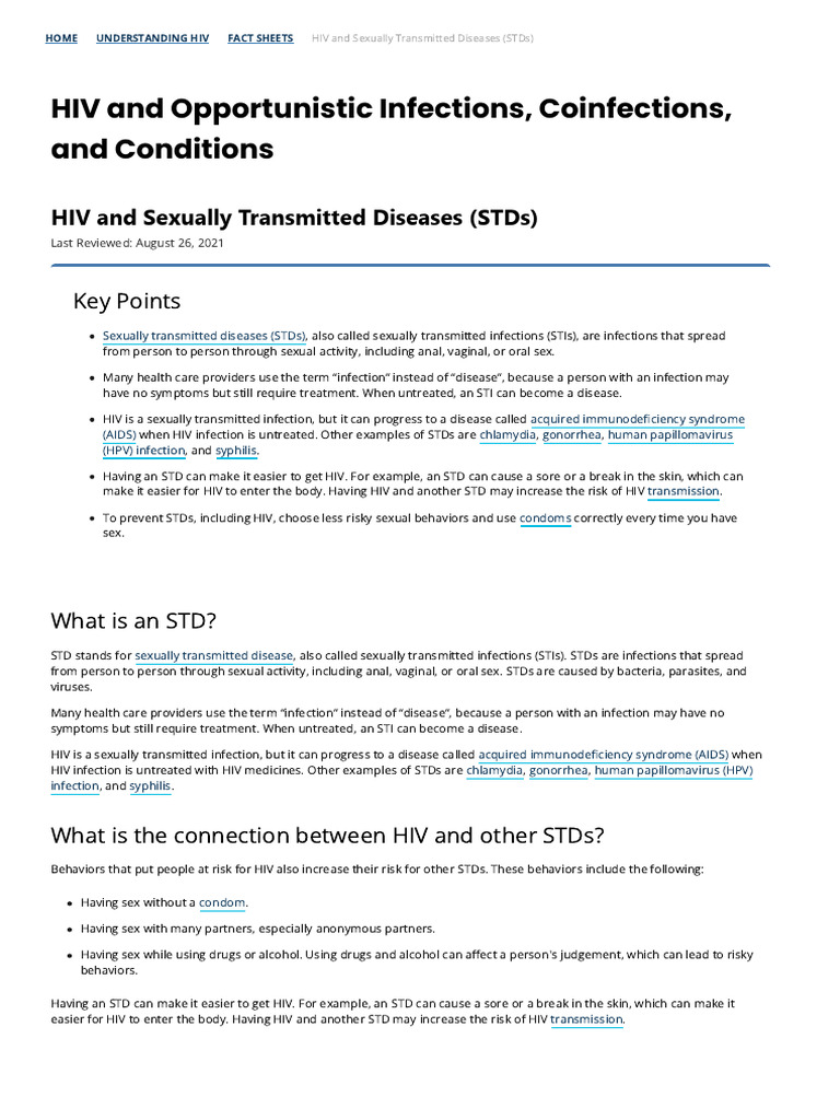 HIV and STDs: Risks and Prevention | PDF | Sexually Transmitted ...