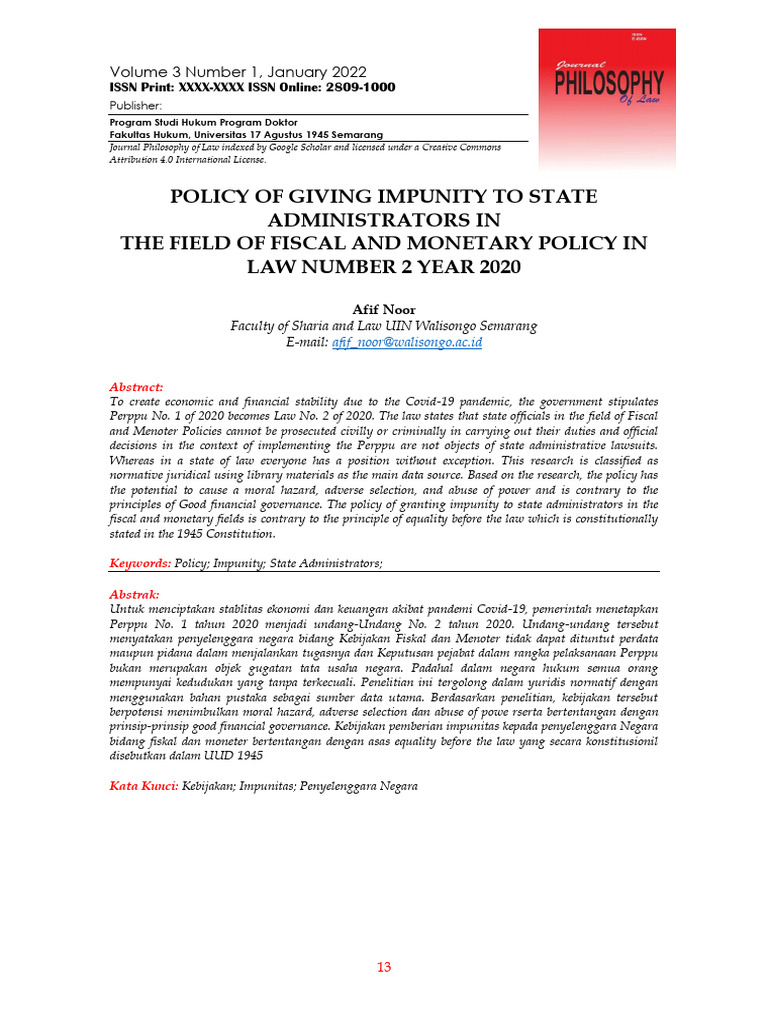 Impunity in Fiscal Policy Law Analysis | PDF | Policy | Governance