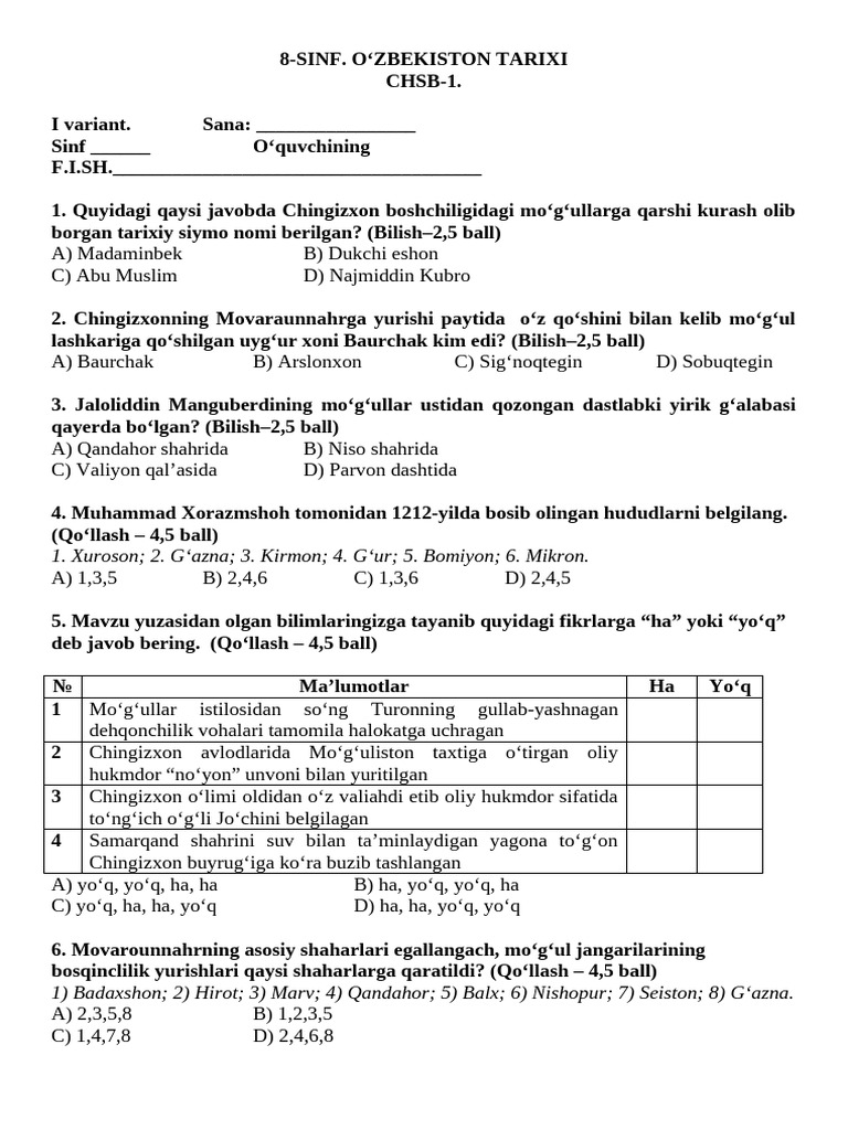 Xuroson 2. G Azna 3. Kirmon 4. G Ur 5. Bomiyon 6. Mikron | PDF