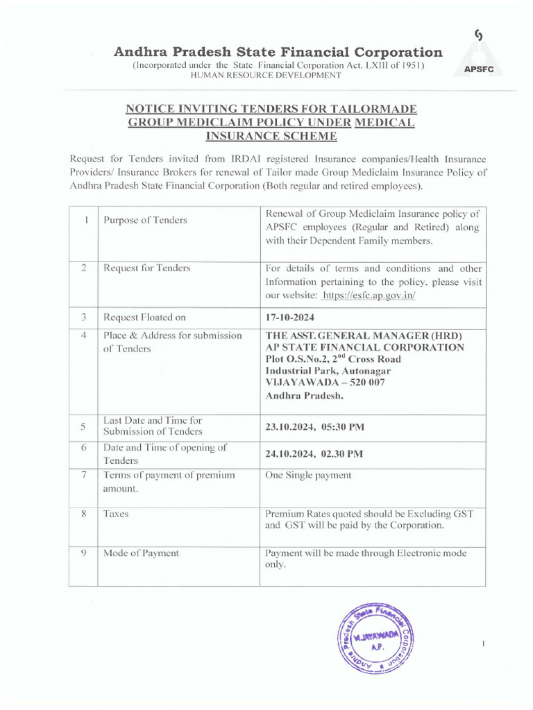 APSFC Tender | PDF