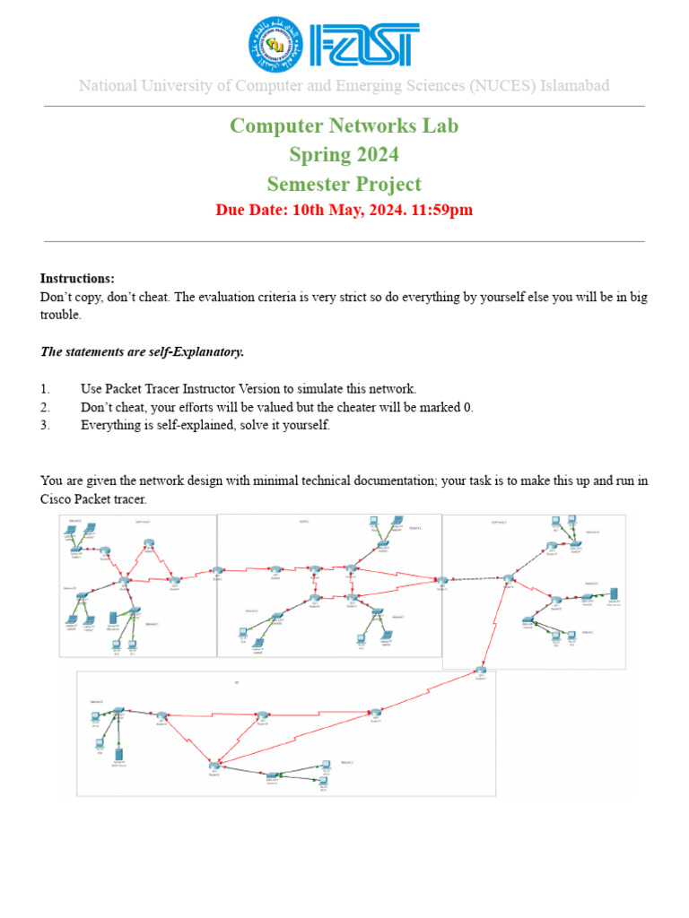 NUCES Spring 2024 Network Project Guide | PDF | Computers | Technology ...