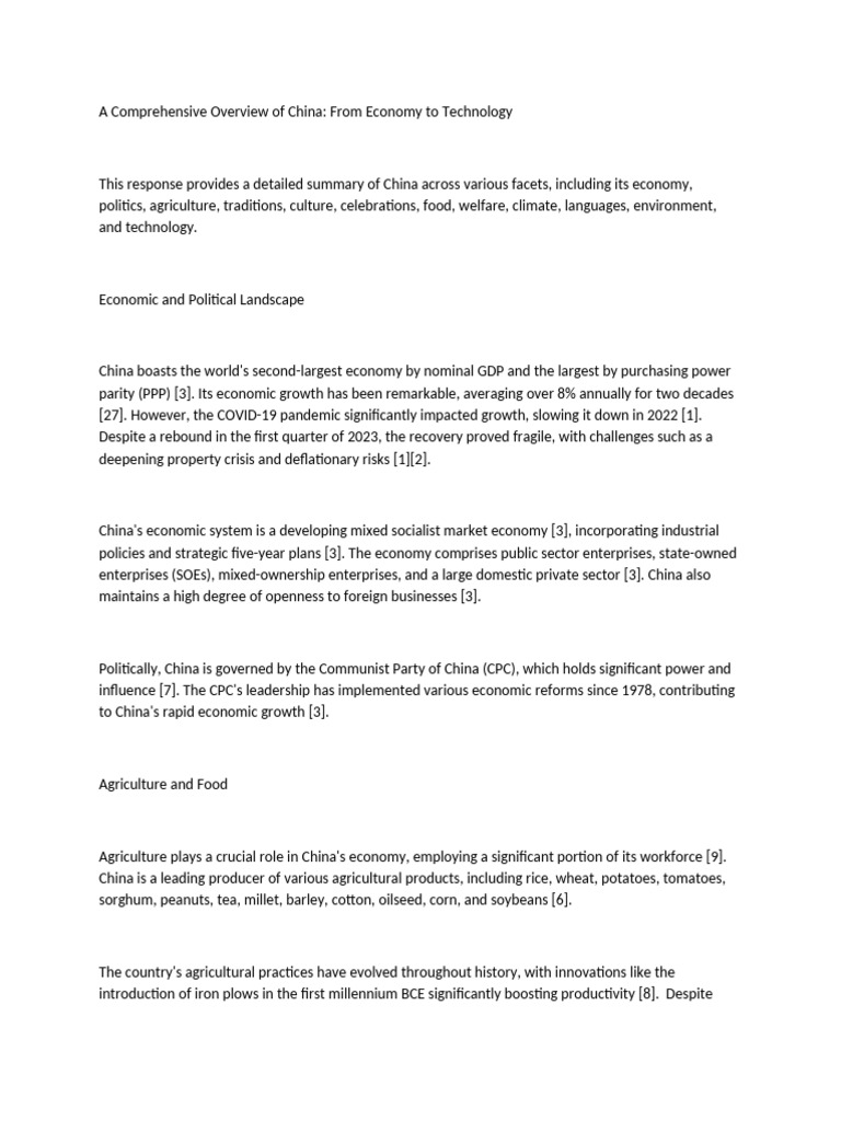 Overview of China's Economy and Culture | PDF | China | World Politics