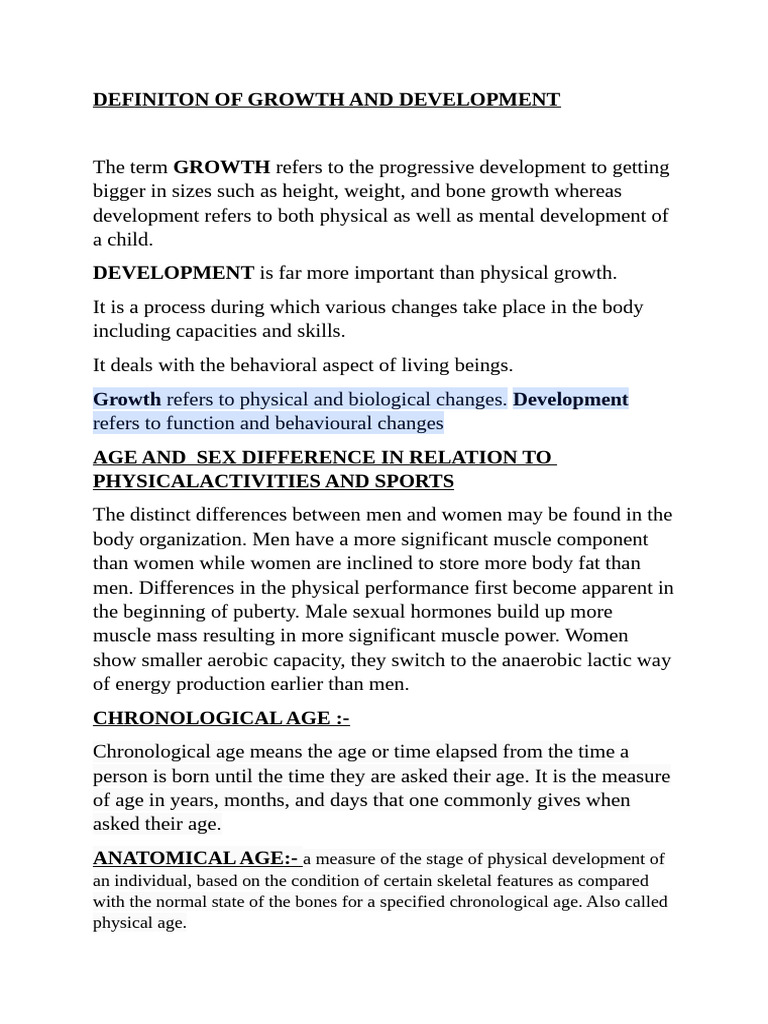 growth and development notes | PDF