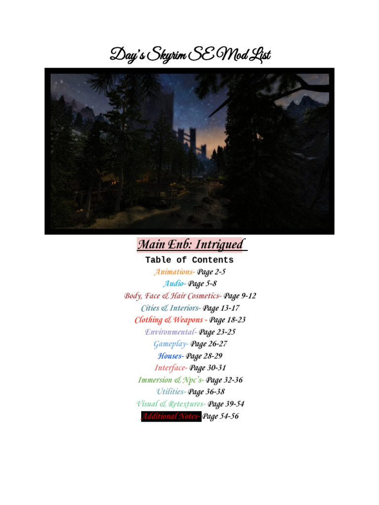 Dayana's Skyrim SE Mod List | PDF | Elf (Dungeons & Dragons)