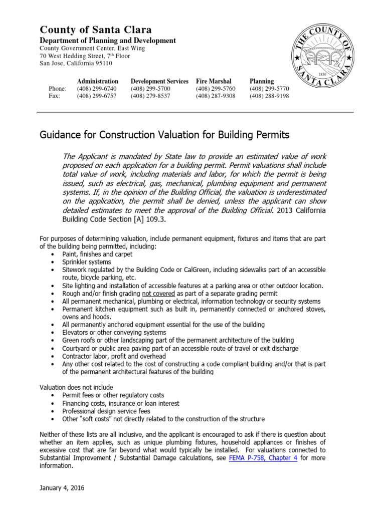 Construction Valuation Guidelines for Permits | PDF | Valuation (Finance)