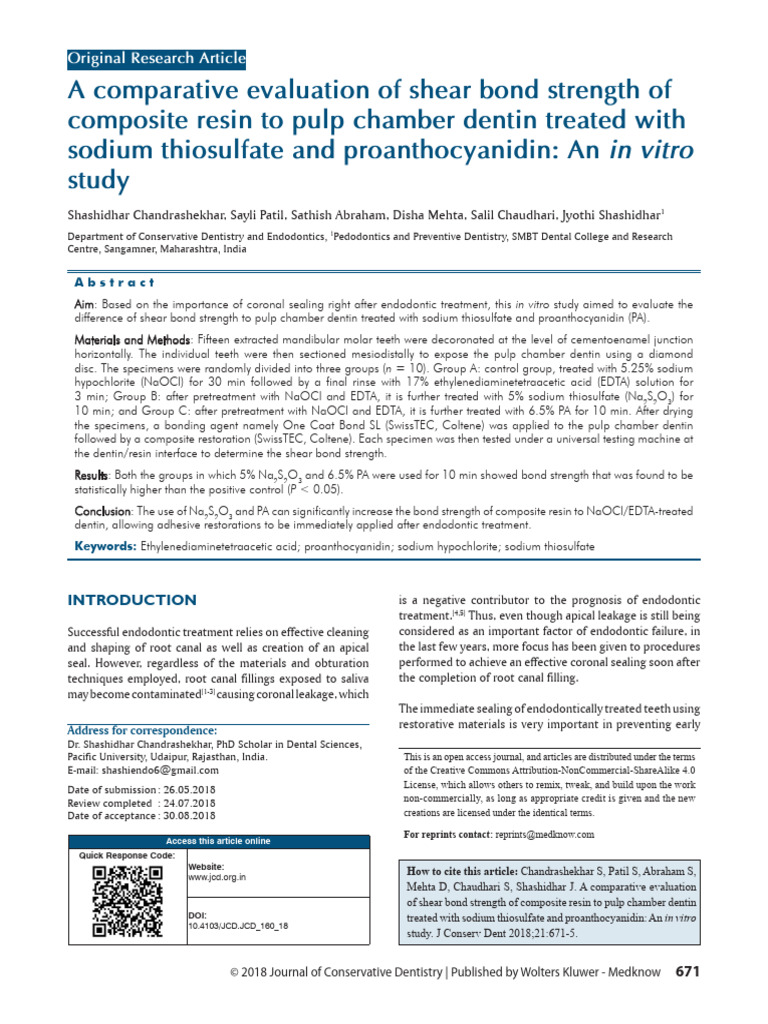 Shear Bond Strength of Resin to Dentin | PDF | Dentin ...