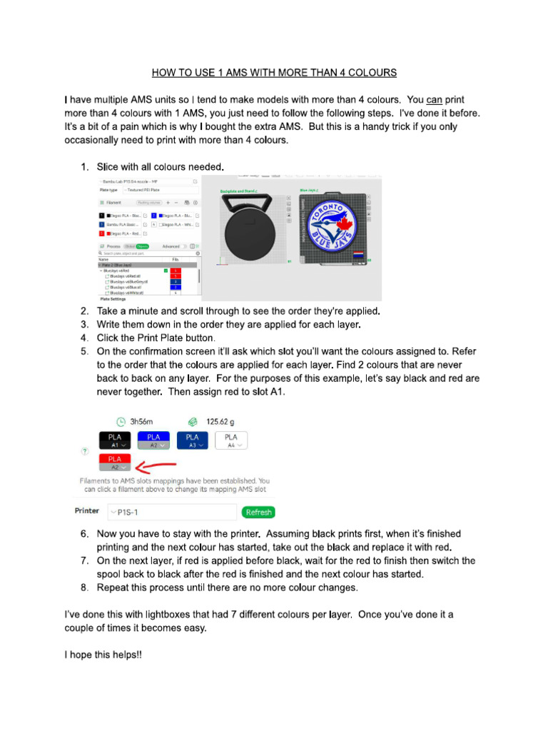 How To Print More Than 4 Colours With 1 AMS | PDF