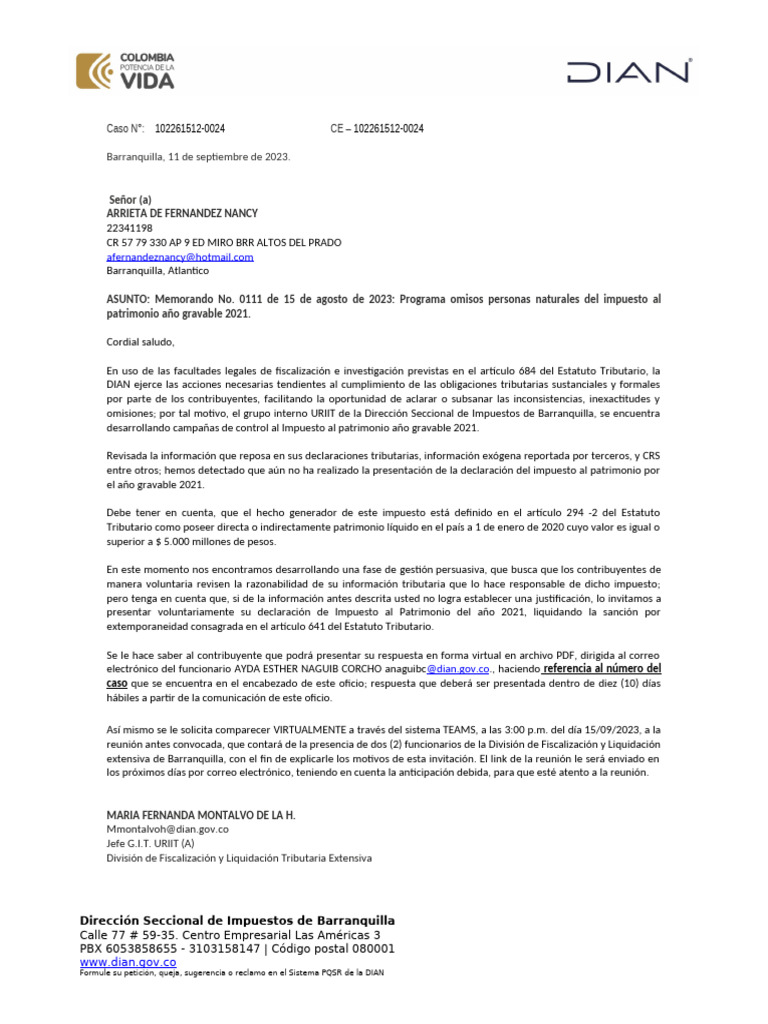Notificación a contribuyente omiso 2021 | PDF | Impuestos | Gobierno